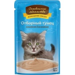 Деревенские лакомства пауч д/котят Отборный тунец паштет 70г